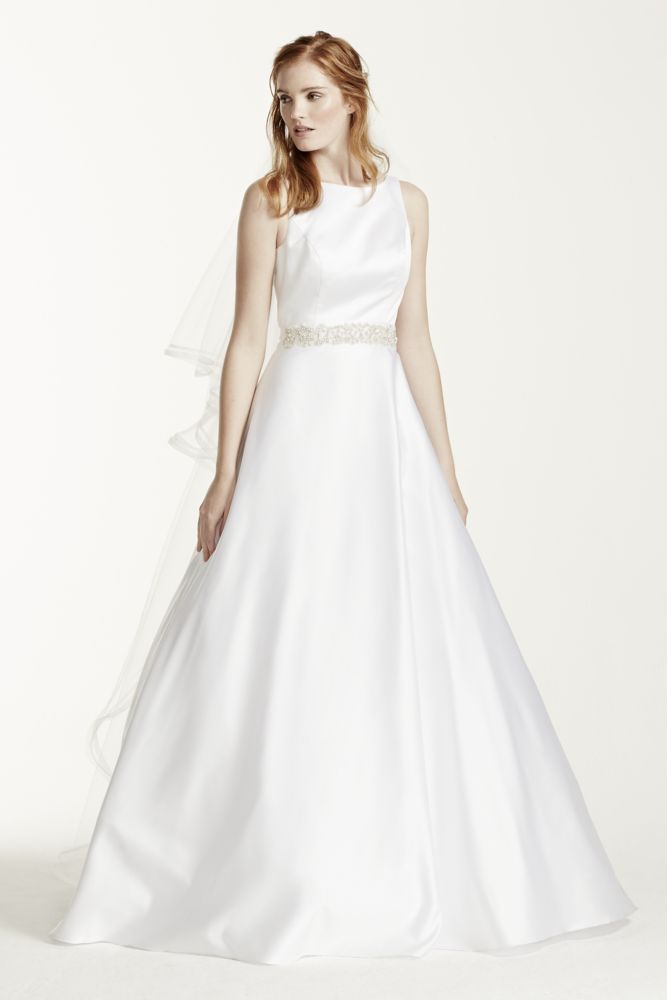 high neck open back gown