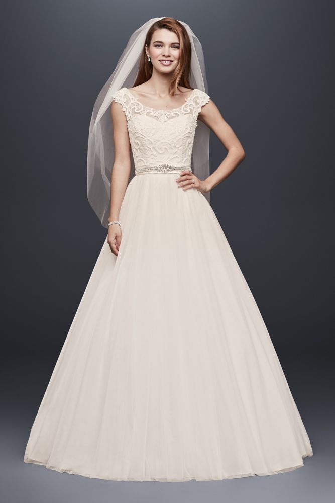 david-s-bridal-tulle-wedding-dress-with-lace-illusion-neckline-style-wg3741-ebay