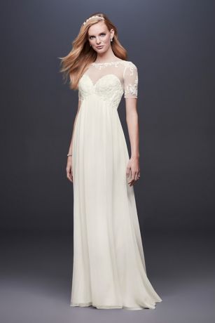 Soft Chiffon Wedding Dress with Empire Waist 