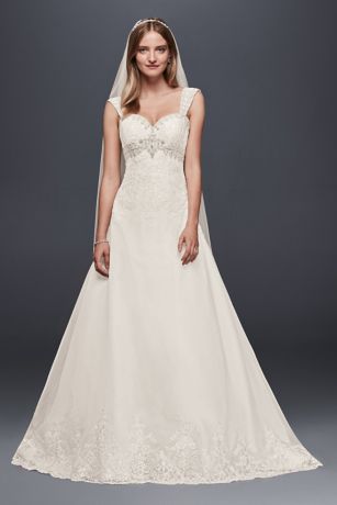 Petite ALine Wedding Dress with Double Straps Davids Bridal