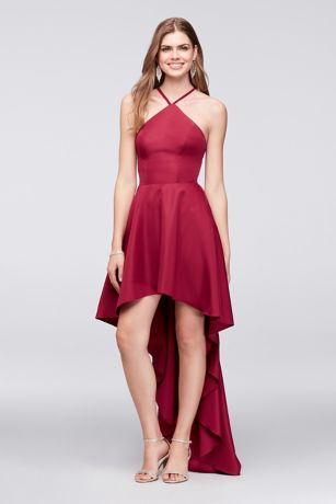 david's bridal v neck halter gown with sash