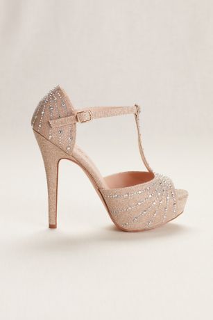 Peep Toe Dorsay Glitter Heel Davids Bridal