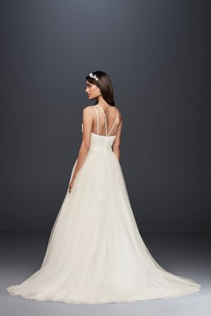 tulle pleated gown ball dress neck