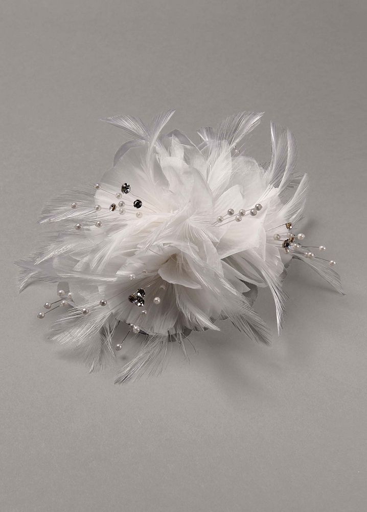 Feather Pouf with Pearl Sprays Style F8097, Ivory