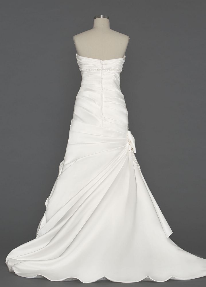 David's Bridal SAMPLE Satin Mermaid Wedding Dress with Bow Detail