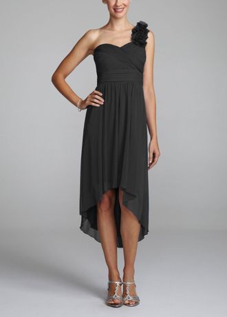 david's bridal mesh one shoulder
