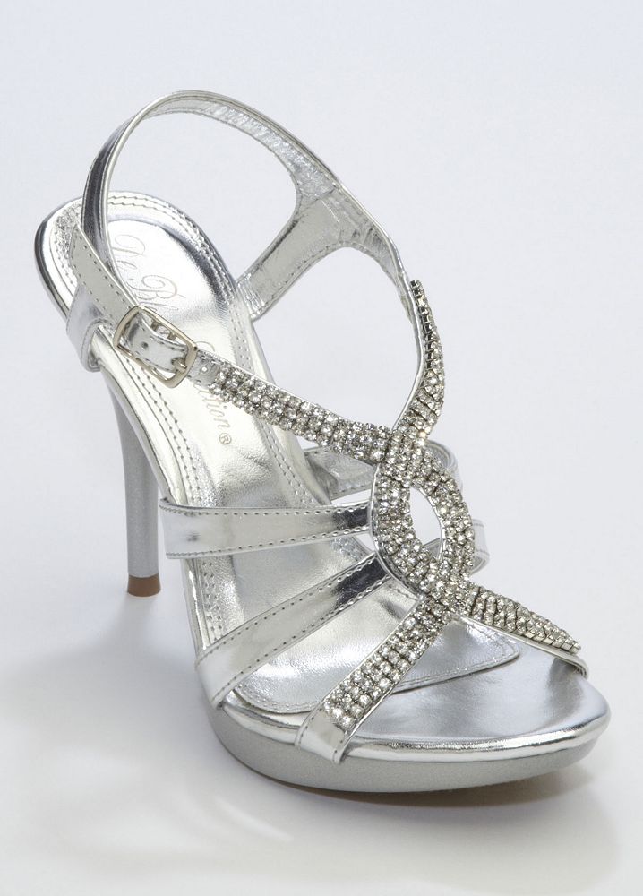 Davids Bridal Wedding And Bridesmaid Shoes High Heel Sandal With Crystal Twist Ebay 