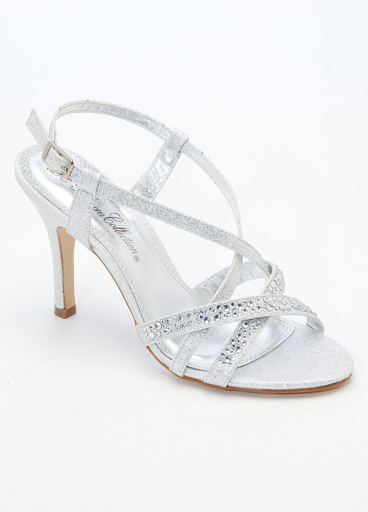 Davids Bridal Wedding And Bridesmaid Shoes High Heel Strappy Sandal With Crystals Ebay 