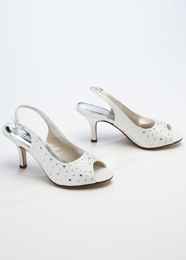 Davids Bridal Wedding And Bridesmaid Shoes Sling Back Peep Toe With Crystal Detai Ebay 