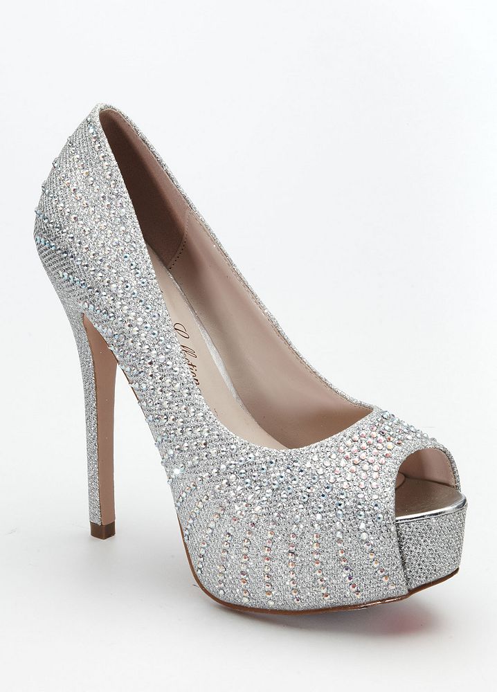 Davids Bridal Wedding And Bridesmaid Shoes High Heel Platform Peep Toe Pumps With Ebay 