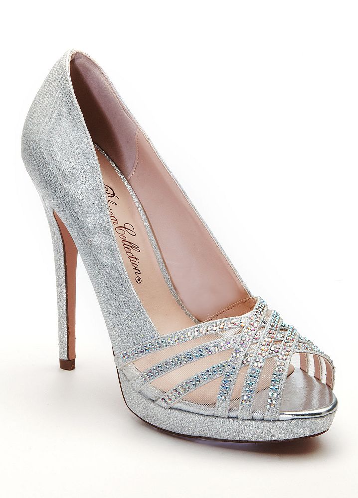 David's Bridal Wedding & Bridesmaid Shoes Peep Toe Heel with Crystal Detail | eBay