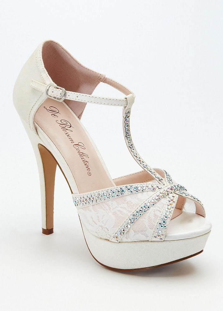 David's Bridal Wedding & Bridesmaid Shoes High Heel Platform T Strap Sandal | eBay