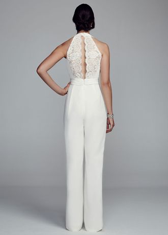 white jumpsuit david's bridal