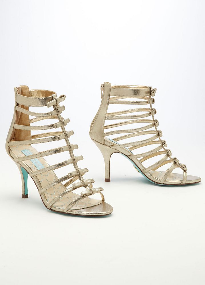 David's Bridal Wedding & Bridesmaid Shoes Blue By Betsey Johnson Multi Bow T | eBay