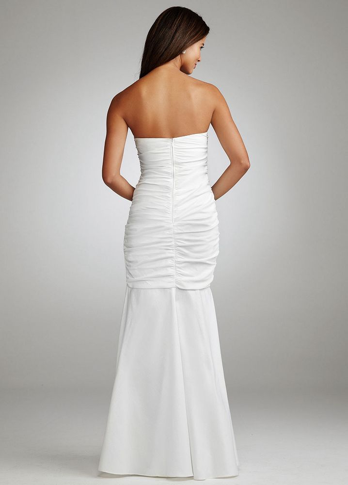 david-s-bridal-ruched-strapless-wedding-dress-with-draped-bodice-and-skirt-ebay