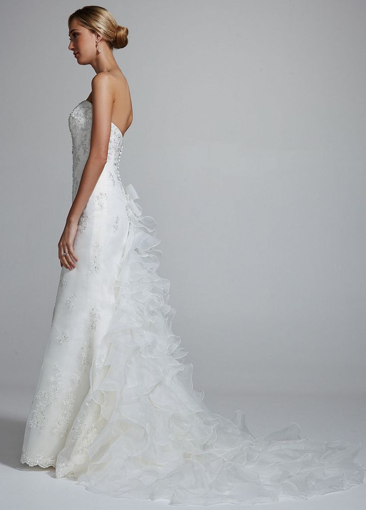 David's Bridal Strapless Sweetheart Organza Trumpet Wedding Dress eBay