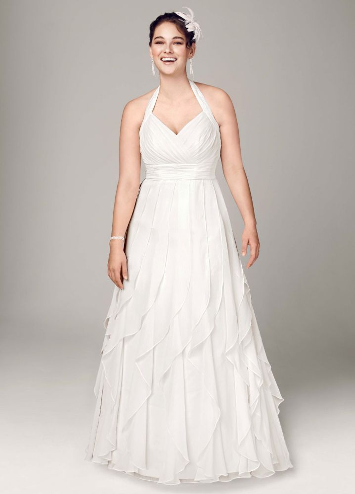 David39;s Bridal SAMPLE: Soft Chiffon Halter Wedding Dress 