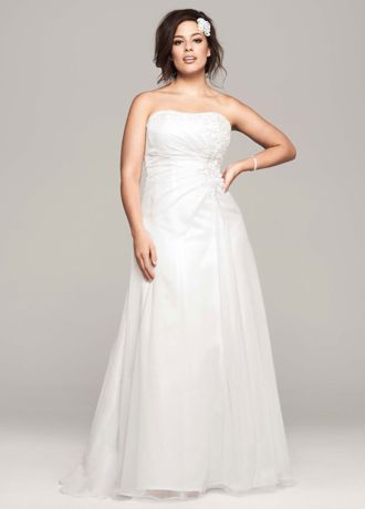 David's Bridal Chiffon Aline Wedding Dress with Side Draped Bodice eBay