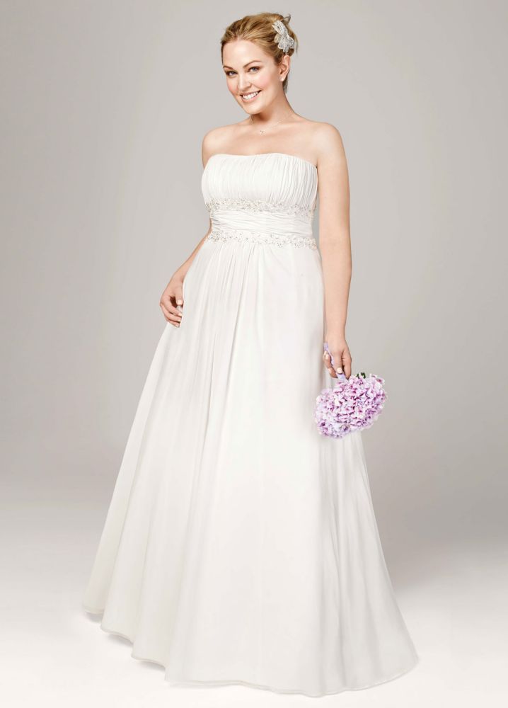 Davids Bridal Wedding Dress Chiffon A Line With Beaded Lace On Empire Ebay 4154