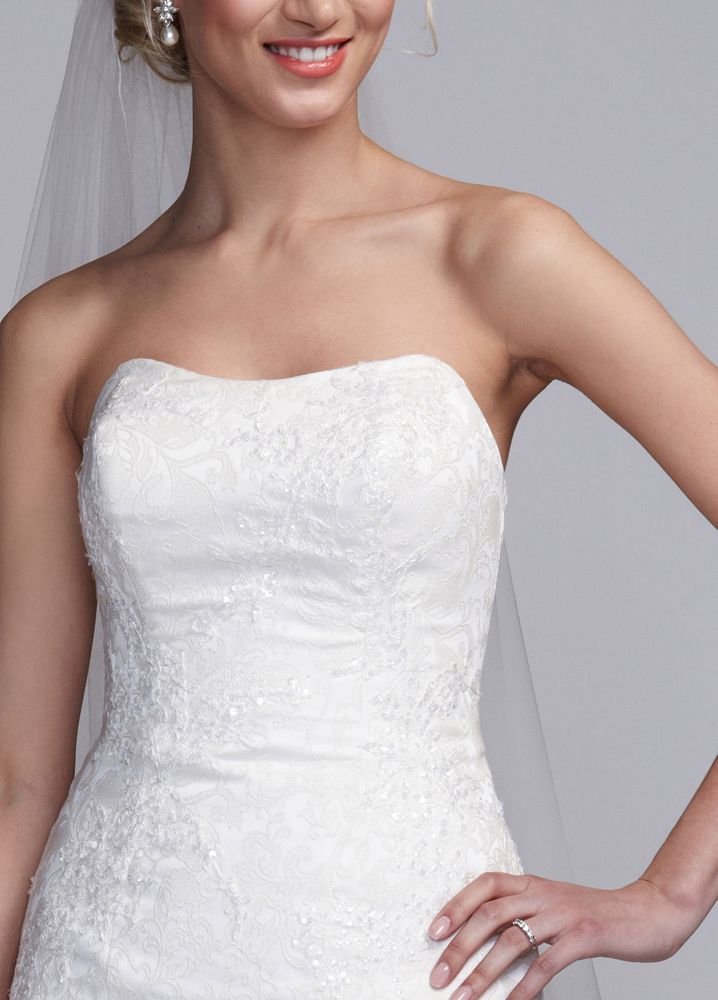 Oleg Cassini Brocade Strapless Fit And Flare Wedding Dress Ebay 