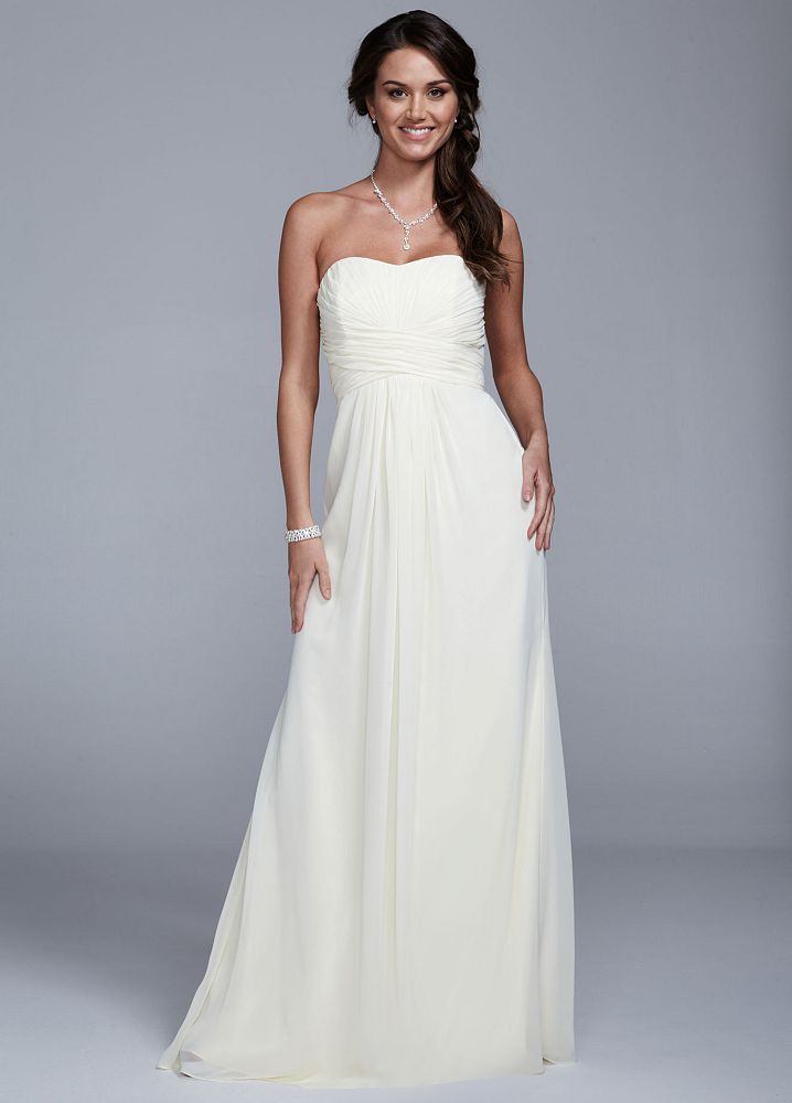 DB Studio Strapless Long Chiffon Wedding Dress with Ruched Bodice | eBay