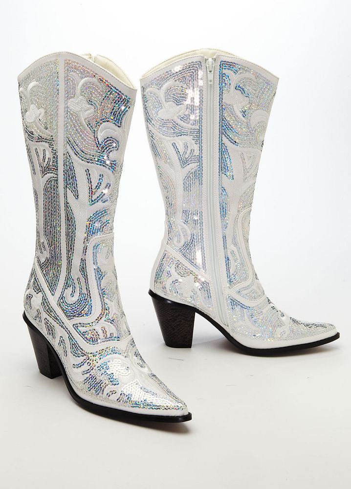 David's Bridal Wedding & Bridesmaid Shoes Tall Embellished Cowboy Boot