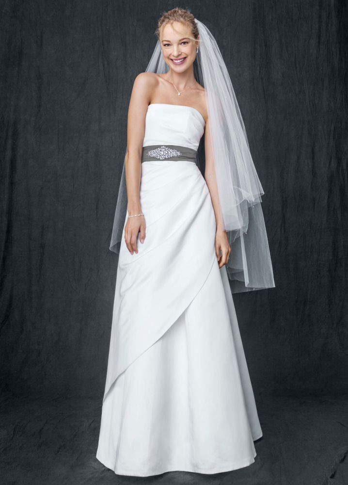 David S Bridal Sample Wedding Dress Satin A Line With Asymmetrical Skirt Ebay