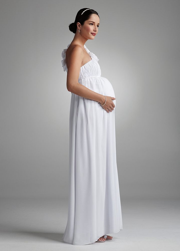 Davids Bridal Floral One Shoulder Chiffon Maternity Wedding Dress Ebay 0547