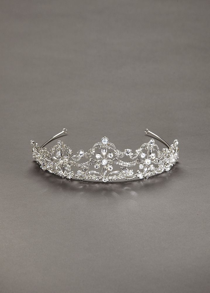Tall Princess Crystal Tiara Style T7561, Silver, Bridal Wedding Fascinator