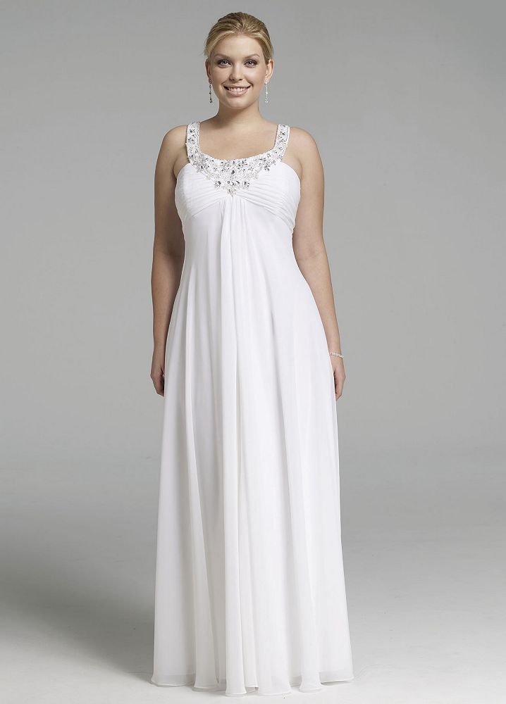 Details about David's Bridal Rhinestone Sequin Chiffon Wedding Dress