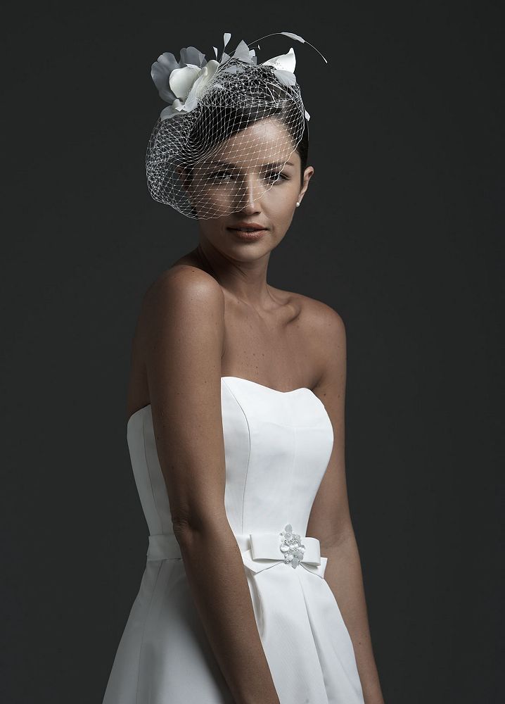 David's Bridal Feather Fascinator Style H7546, Ivory, Bridal Wedding Fascinator