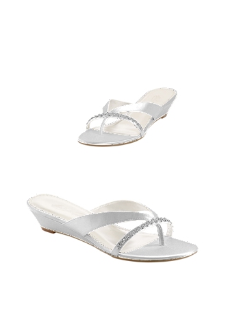 Dyeable Mini-Wedge Thong Sandal with Embellishment Style KYRA, White