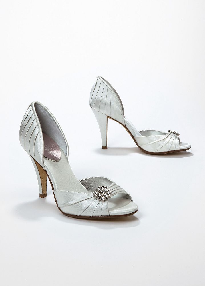 Peep toe d Orsay high heel with crystal ornament Style PASSION, Ivory, 9.5