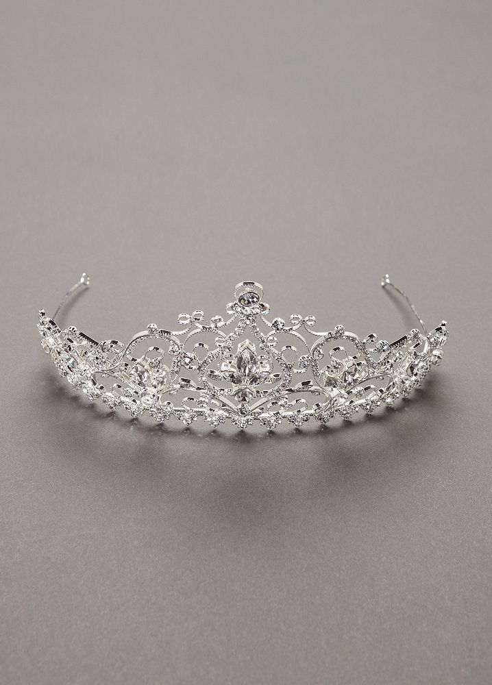 Embellished Silver Quinceanera Tiara Style T10B127, Silver, Bridal Wedding Fascinator