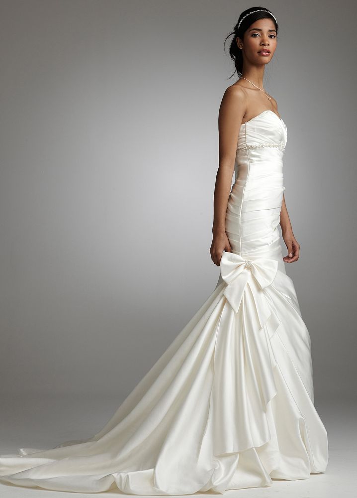 david-s-bridal-petite-satin-mermaid-wedding-dress-with-bow-detail-ebay