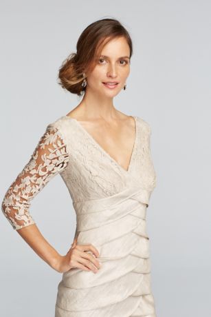 adrianna papell tiered lace gown