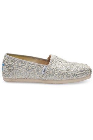 toms silver crochet glitter