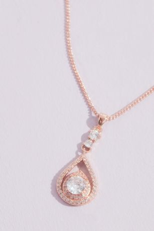Pave Crystal Teardrop Earrings and Necklace Set | David's Bridal
