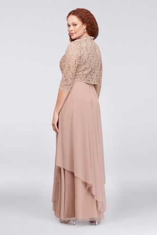 Dømme Sæson Sudan Sequin Lace and Chiffon Plus Size Bolero Dress | David's Bridal