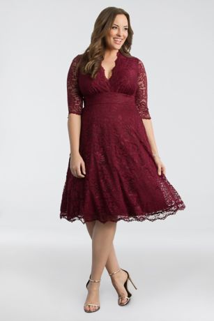 wine red plus size dresses