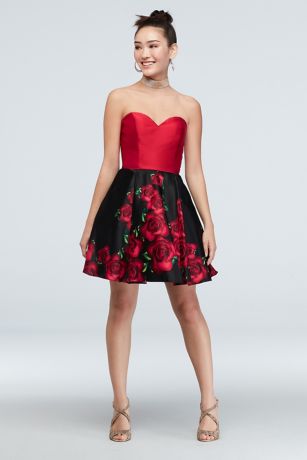 david's bridal red and black dress