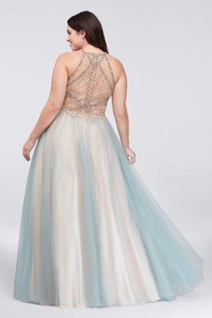 layered tulle ball gown with beaded bodice glamour by terani