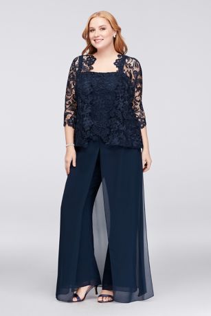 navy blue pant suit plus size