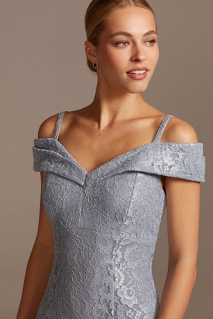 david's bridal cold shoulder glitter lace