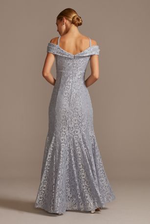 david's bridal cold shoulder glitter lace