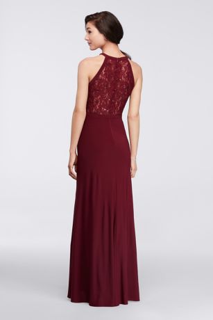 nightway lace halter gown merlot