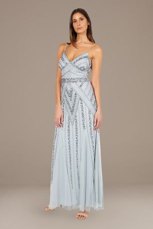 Deco Beaded Mesh Gown with Godet Skirt ...