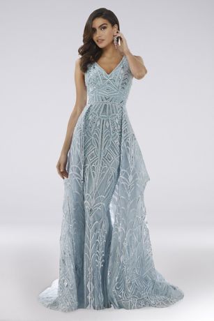 lace gown with peplum