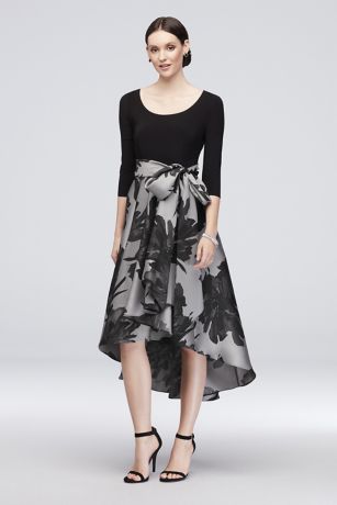 black and silver high low dress