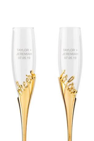 Cheers To Love Gold Champagne Glass Set David S Bridal
